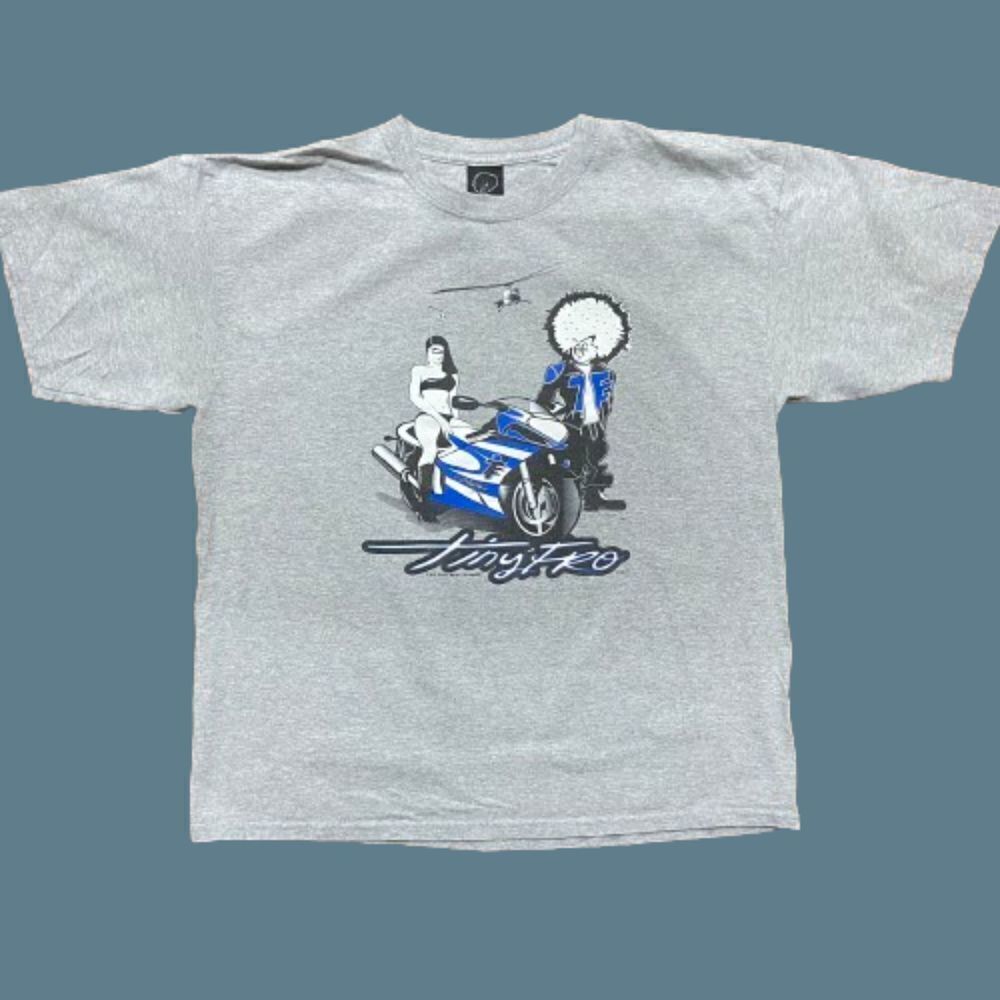 Tiny Fro Y2K Vintage Motorcycle Culture Hip Hop Gray T-Shirt Men's Size XL
